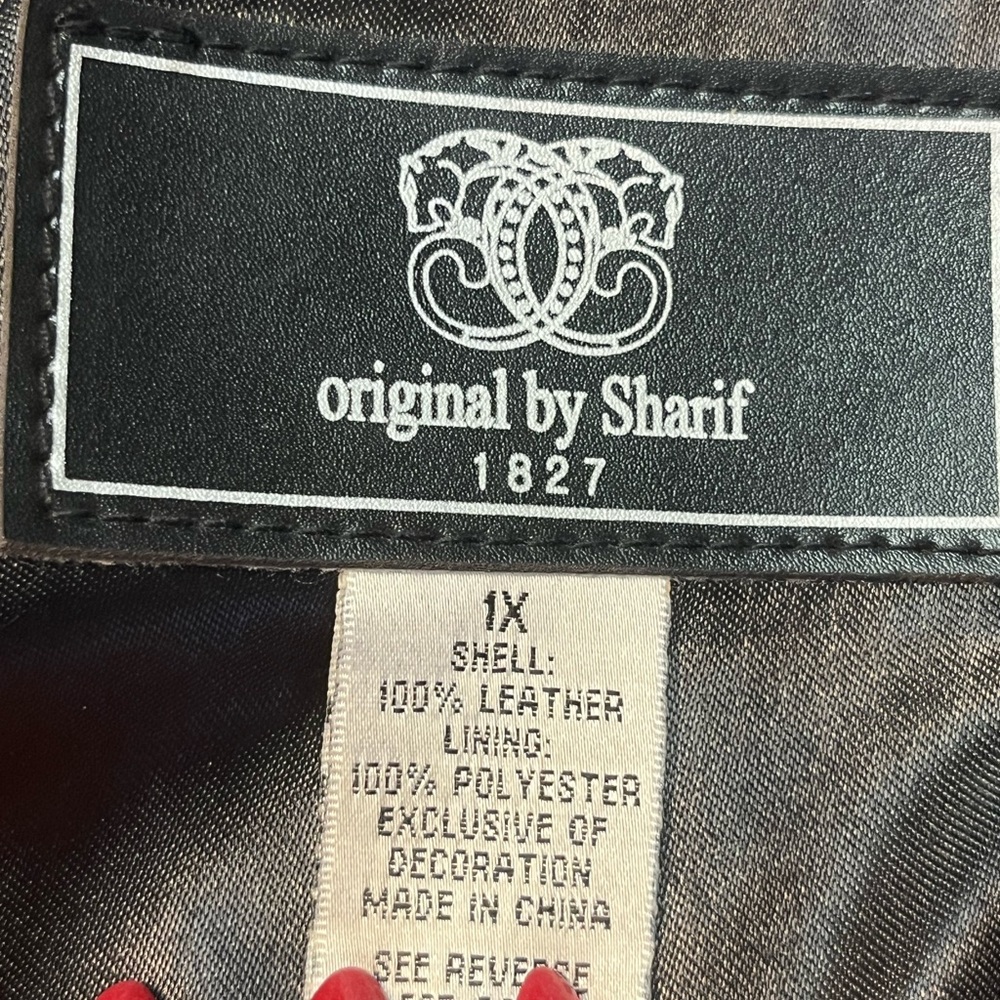 #178 NWOT, Original by Sharif Black Studded Leather Jacket. Size 1X - Picture 9 of 14